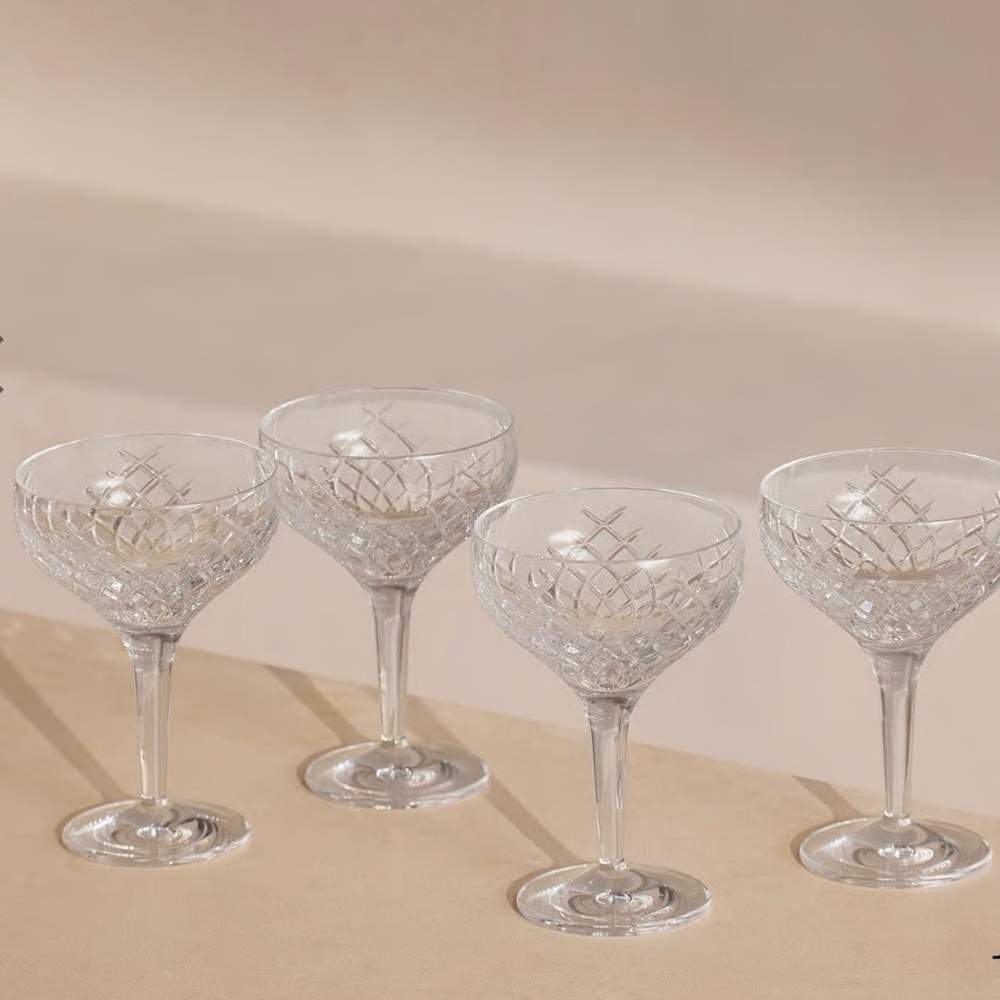 Barwell Cut Crystal Champagne Coupe, Set of 4